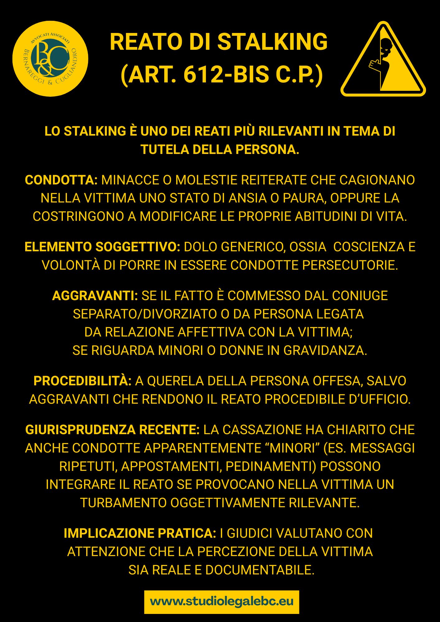 Reato di stalking